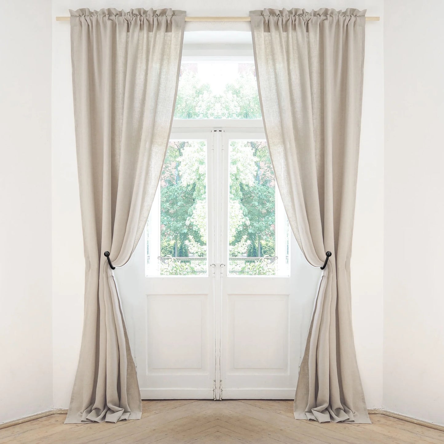 TJR-CT1006, TSV 4pcs Black Retro Curtain Holdbacks – Metal Hook Set with Screws