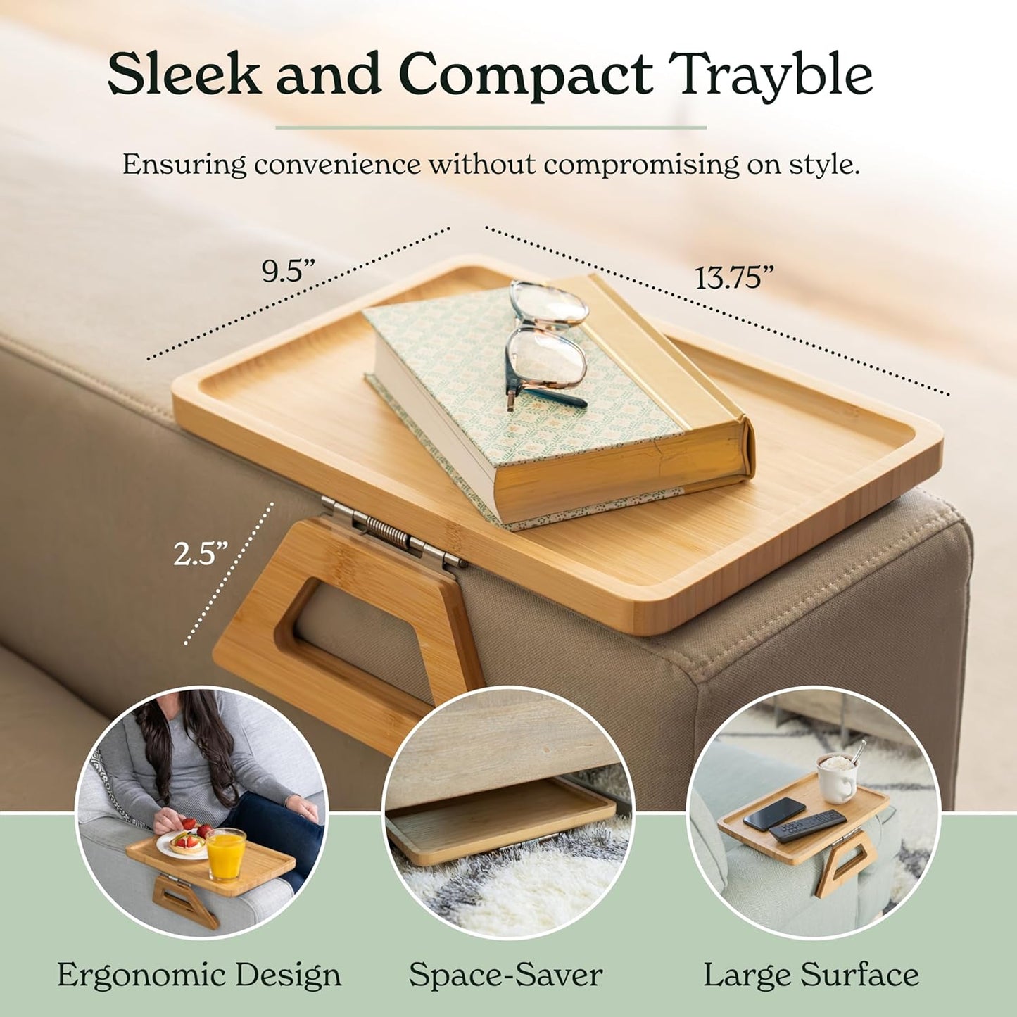 TJR-T4304, Shamrock Home Bamboo Trayble Couch Arm Table