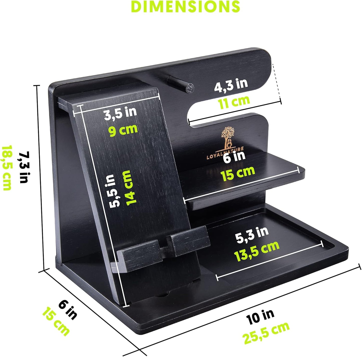 Wood Phone docking station for Men Luxury Wooden Organizer Nightstand