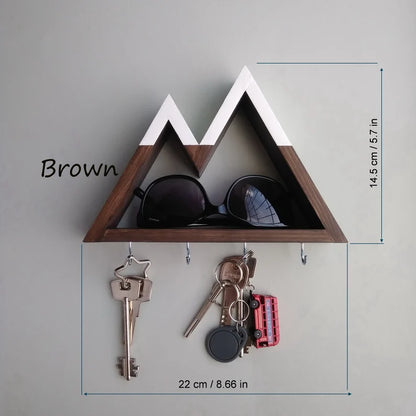 Handcrafted mini shelf with hooks for keys