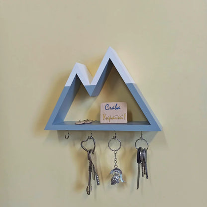 Handcrafted mini shelf with hooks for keys