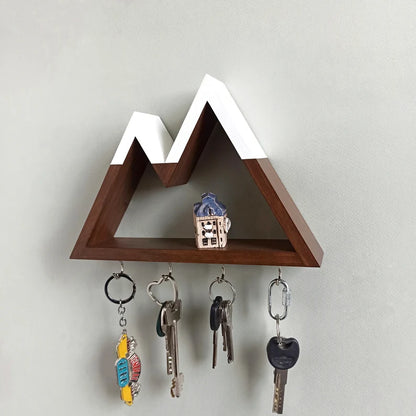 Handcrafted mini shelf with hooks for keys